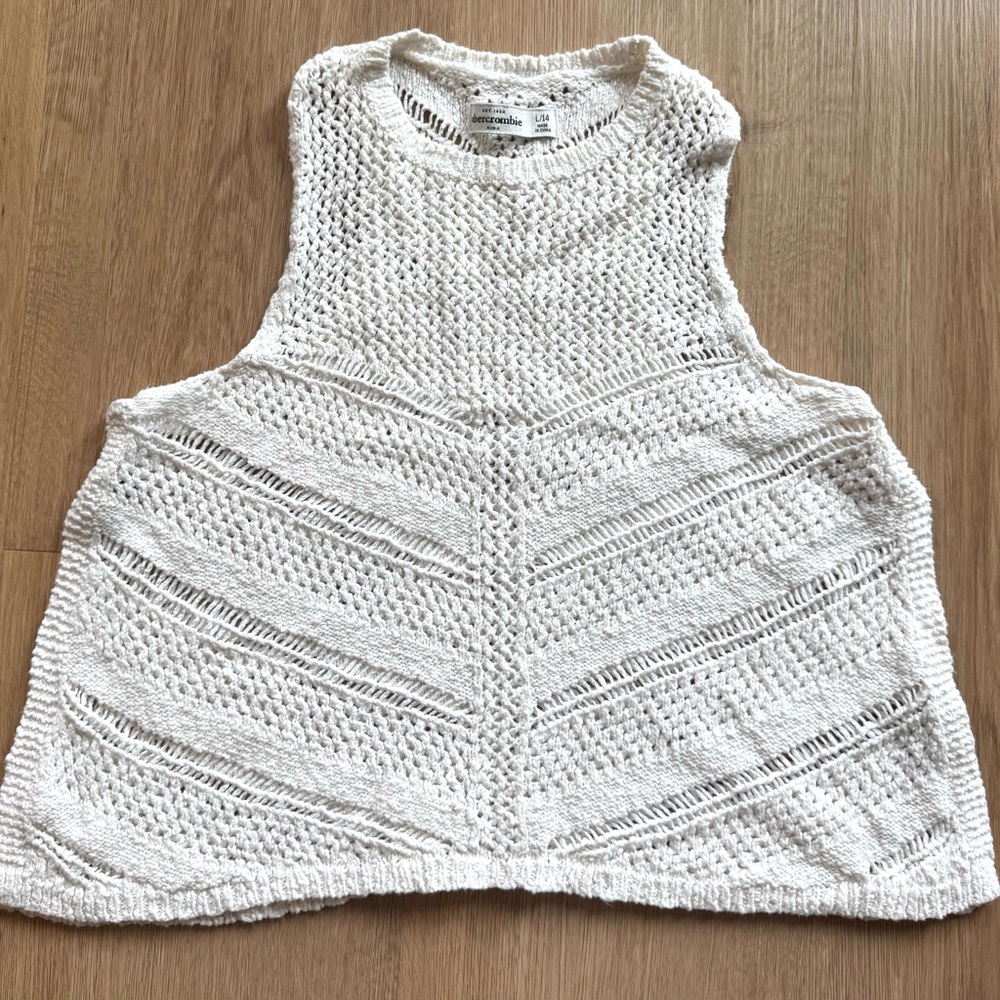 Abercrombie & Fitch White Crochet Cropped Tank Top